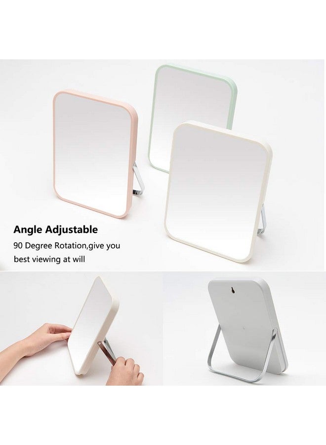 Table Desk Vanity Makeup Mirror8Inch Portable Folding Mirror With Metal Stand 90°Adjustable Rotation Tavel Make Up Mirror Hanging Bathroom For Shower Shaving(Gray)