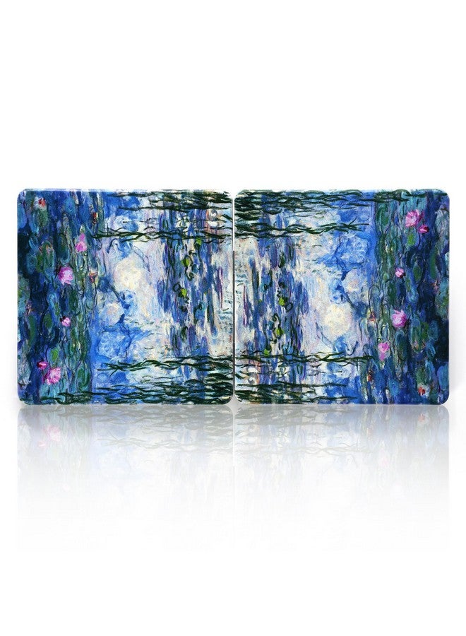 Compact Mirror 3.15 Inch Doublesided 1X2X Magnifying Bulk Pu Leather Makeup Mirrors Round Mirror For Purses Small Pocket Portable Hand Mirror For Woman Mother (Water Lilies 2)