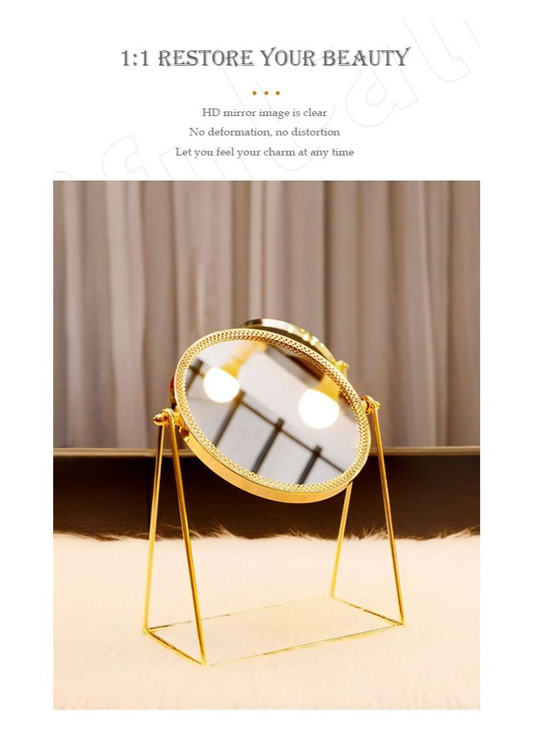 Rotation Cosmetic Vanity Mirror Gold 17*10*24.5 CM