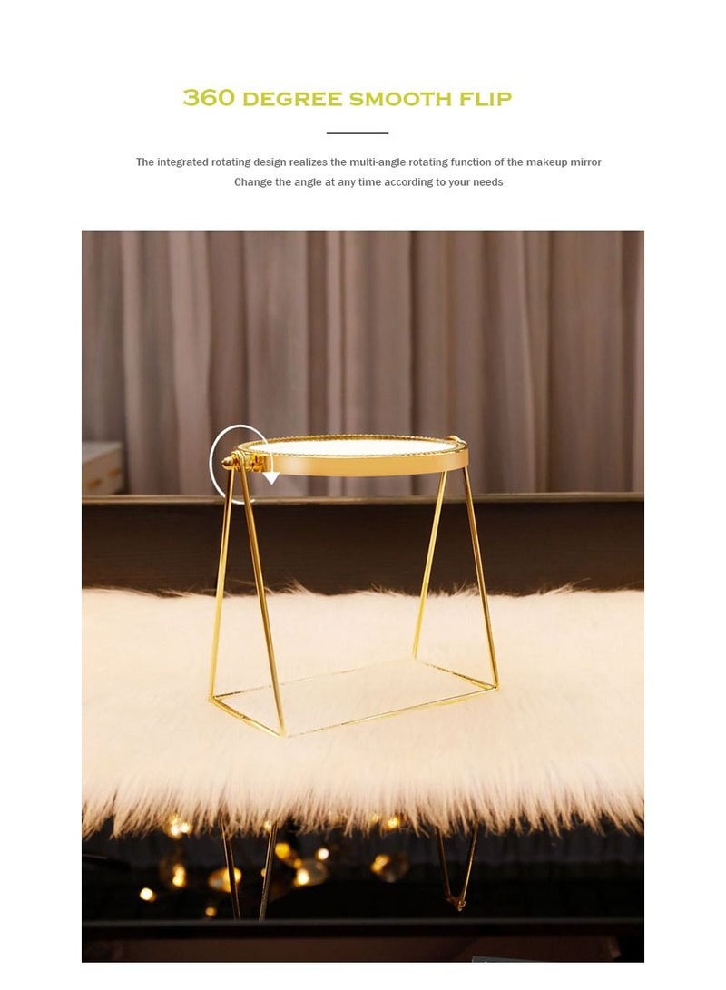 Rotation Cosmetic Vanity Mirror Gold 17*10*24.5 CM