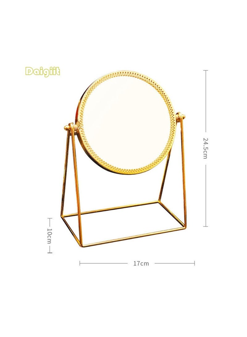 Rotation Cosmetic Vanity Mirror Gold 17*10*24.5 CM
