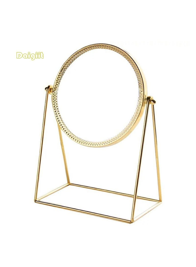 Rotation Cosmetic Vanity Mirror Gold 17*10*24.5 CM