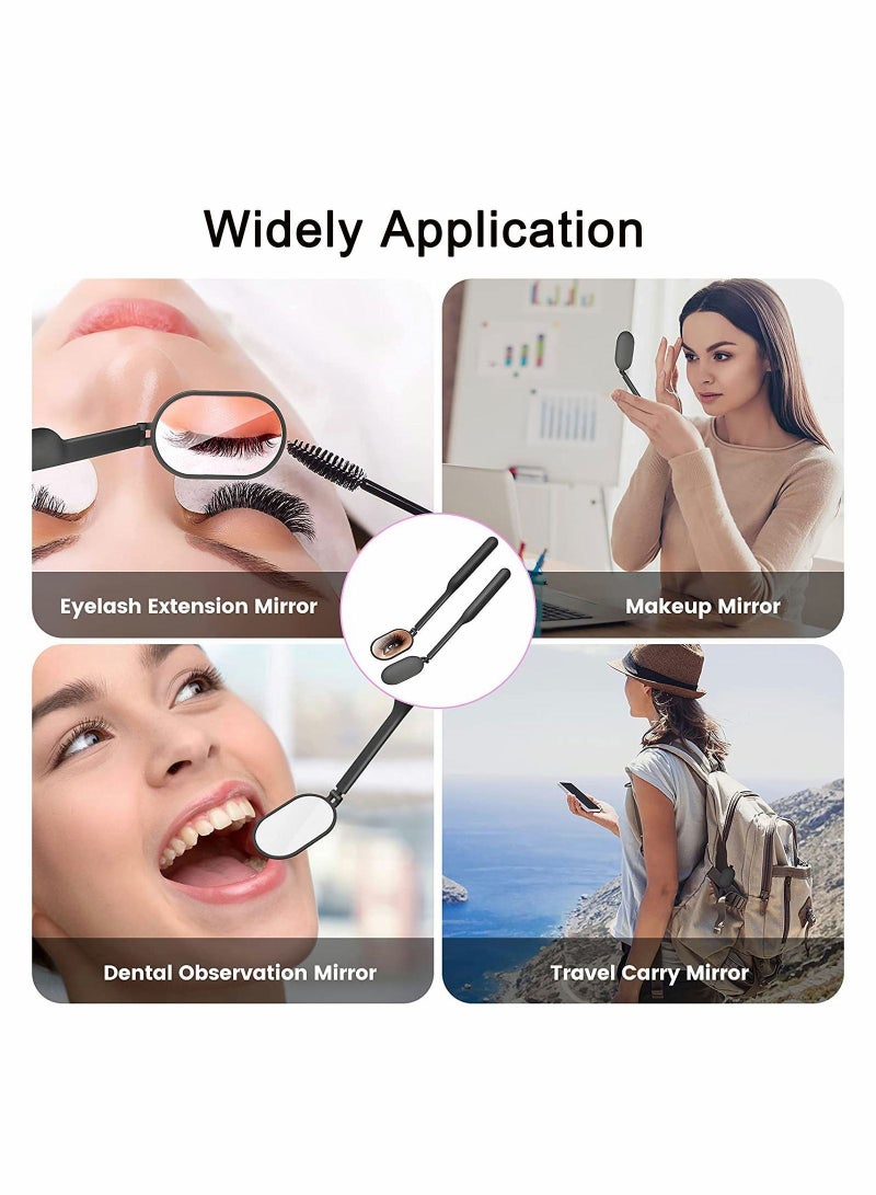 2Pack Large Lash Mirror Eyelash Looking Glass 270° Free Rotation Lightweight Folding Makeup Adjustable Comestic Inspection for Extension Supplies