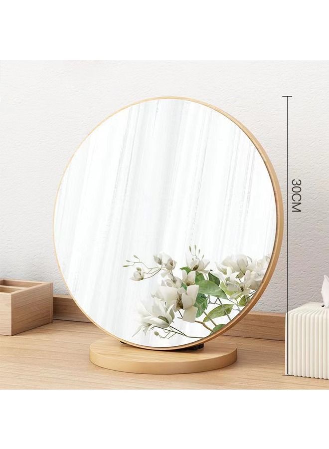 Wooden Desktop Makeup Beauty Mirror With Stand