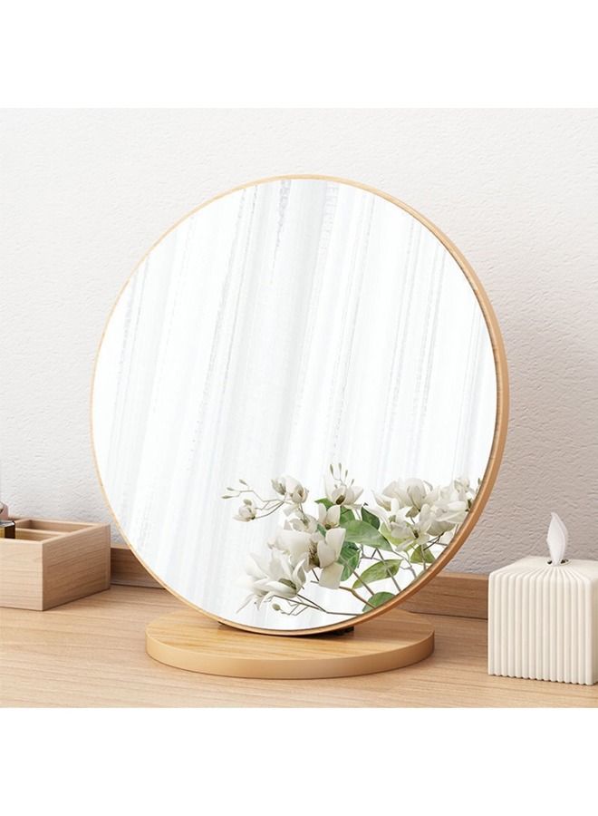 Wooden Desktop Makeup Beauty Mirror With Stand