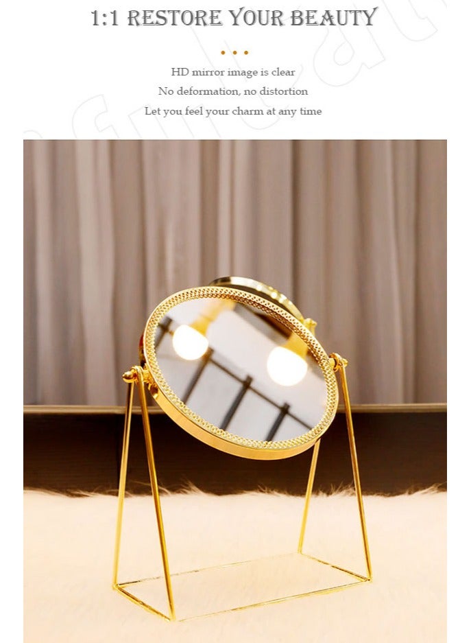 Rotation Cosmetic Vanity Mirror Gold 17*10*24.5 CM
