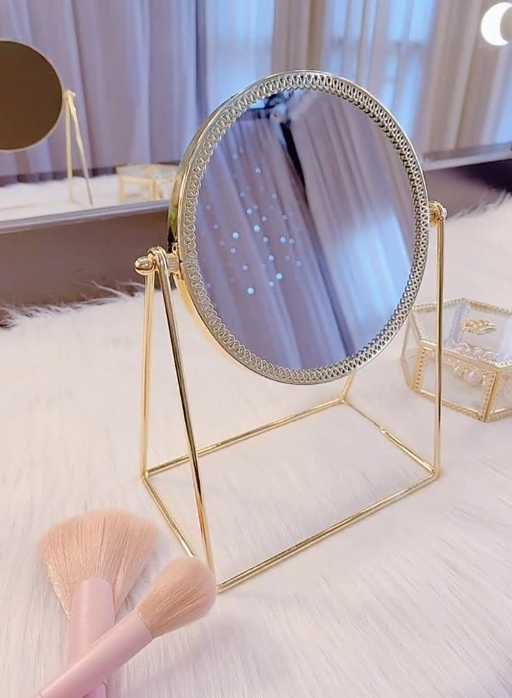 Rotation Cosmetic Vanity Mirror Gold 17*10*24.5 CM