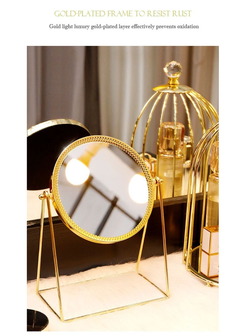 Rotation Cosmetic Vanity Mirror Gold 17*10*24.5 CM
