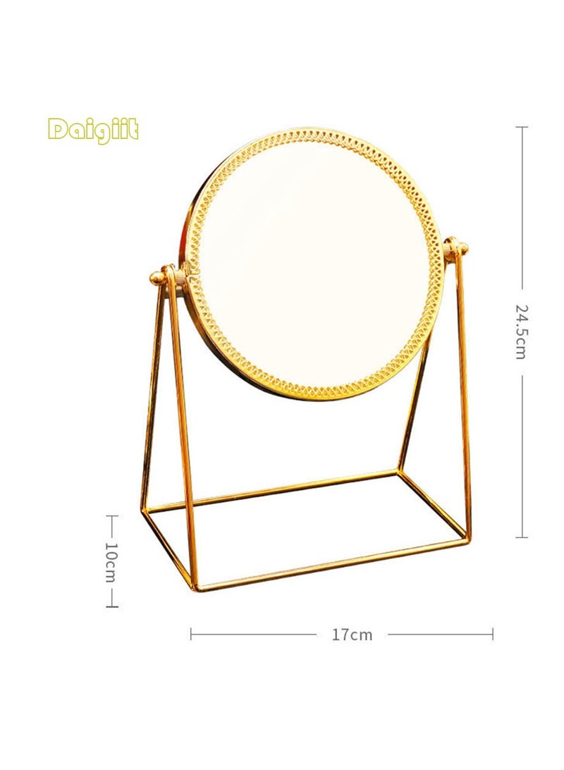 Rotation Cosmetic Vanity Mirror Gold 17*10*24.5 CM