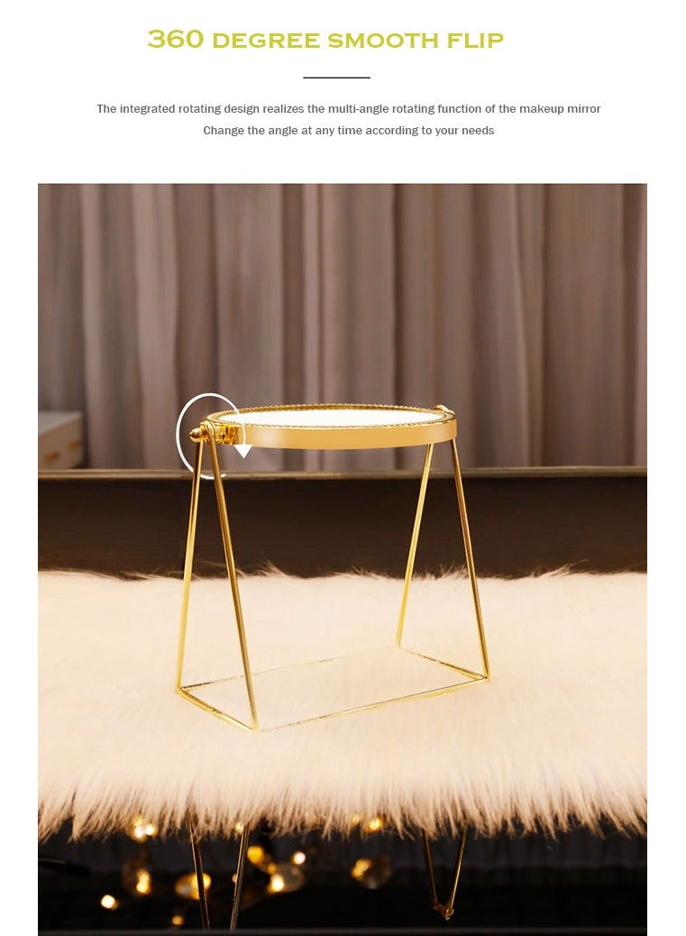 Rotation Cosmetic Vanity Mirror Gold 17*10*24.5 CM