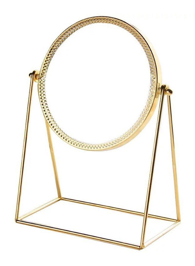 Rotation Cosmetic Vanity Mirror Gold 17*10*24.5 CM