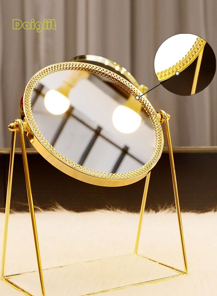 Rotation Cosmetic Vanity Mirror Gold 17*10*24.5 CM