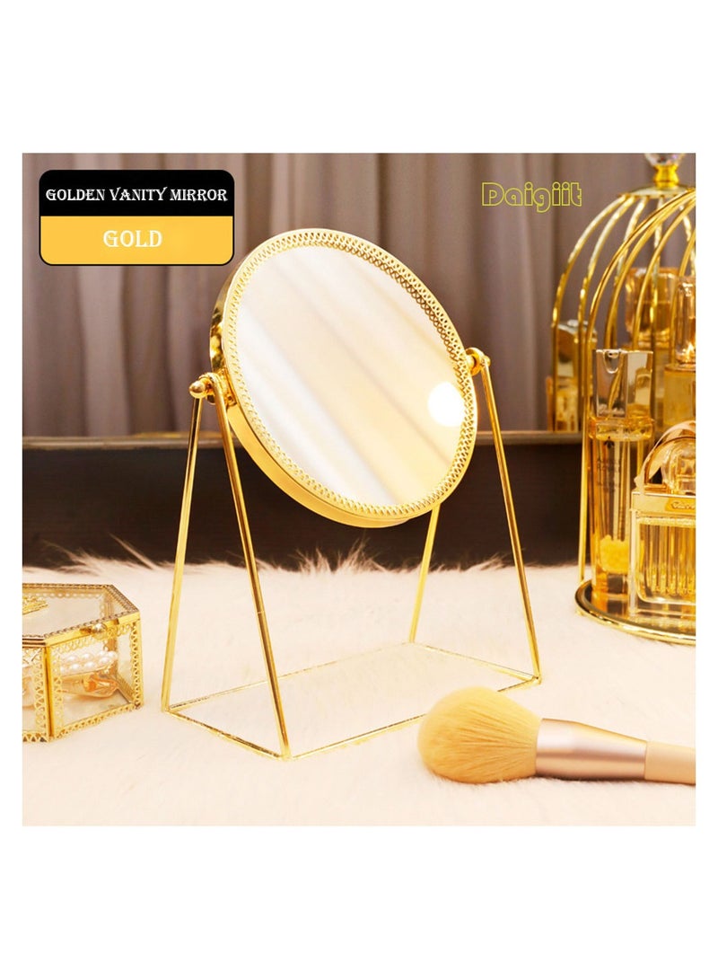 Rotation Cosmetic Vanity Mirror Gold 17*10*24.5 CM