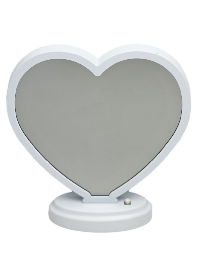 Magic Mirror, Heart Shape Magic Mirror with LED Photo Frame Personalized Customized Magic Heart Mirror Photo Frame With Led Lights Designed For Gifts To Your Loved One Tabletop