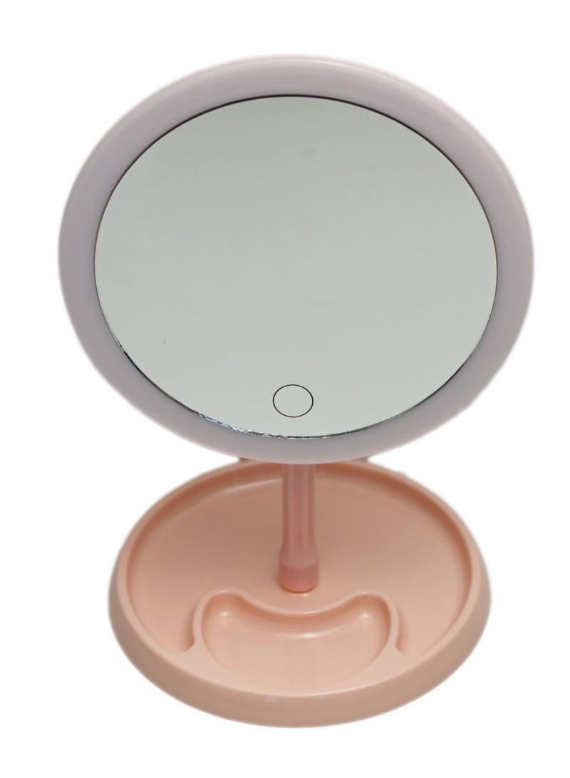 Tabletop Mirror Lighted Makeup Mirror, Rechargeable LED Vanity Mirror with Touch Sensor, 3 Color Lights Detachable Portable Tabletop Mirrors