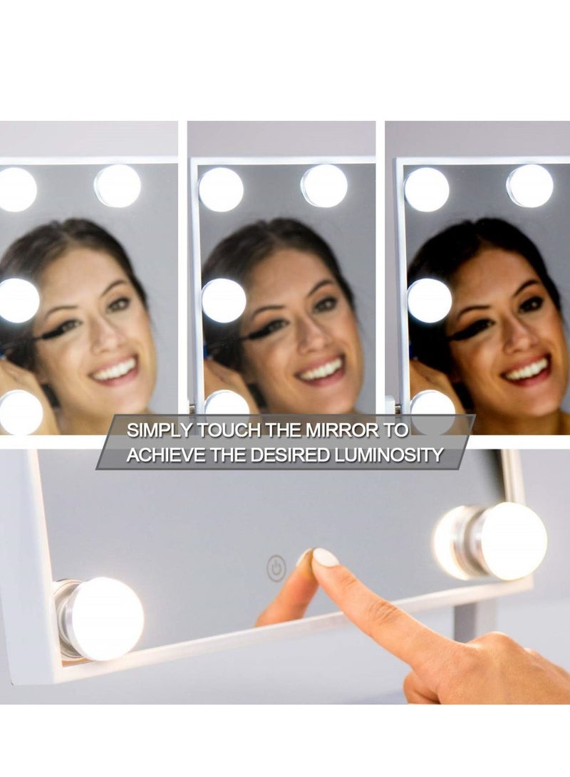 COOLBABY Lighted Vanity Mirror with 12 x 3W Dimmable LED Bulbs and Touch Control Design Hollywood Style Makeup Cosmetic Mirrors with Lights