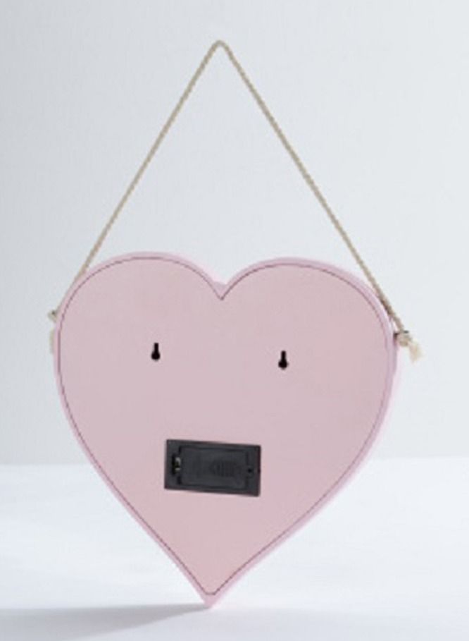 Heart-Shaped Mirror with Pink Frame and Light LEDs 32x30cm