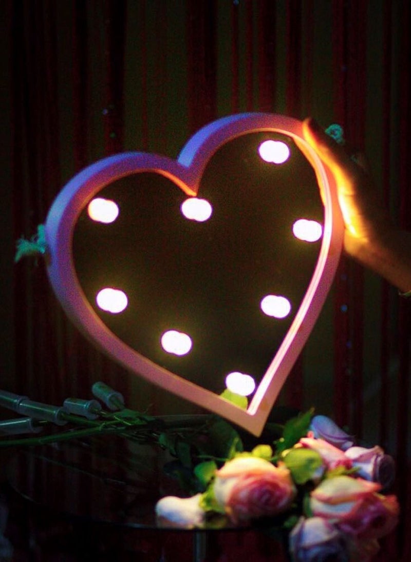 Heart-Shaped Mirror with Pink Frame and Light LEDs 32x30cm