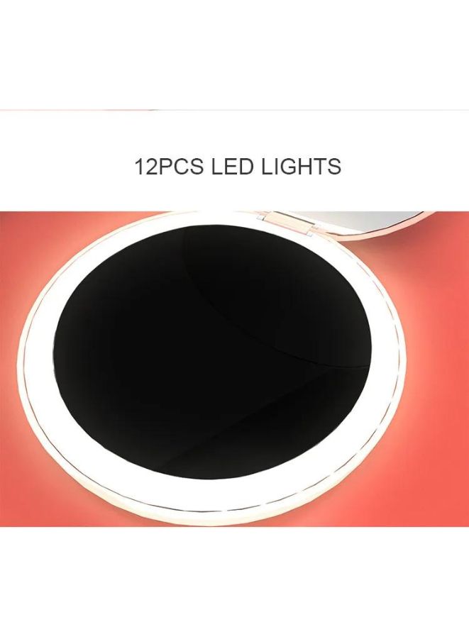 Rechargeable Compact Mirror with Light 1x/10x Magnification Dimmable Lighted Travel Makeup Mirror LED Compact Mirror for Purses Pocket Touch Switch Type-c Charging Daylight Portable Handheld White