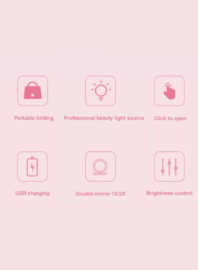 Rechargeable Compact Mirror with Light 1x/10x Magnification Dimmable Lighted Travel Makeup Mirror LED Compact Mirror for Purses Pocket Touch Switch Type-c Charging Daylight Portable Handheld White