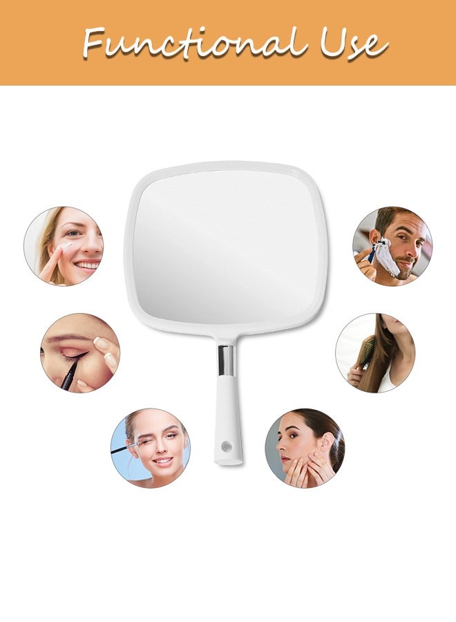 Hand Mirror, Handheld Mirror with Handle, White Hang Makeup Mirror, Hairdresser Mirror.