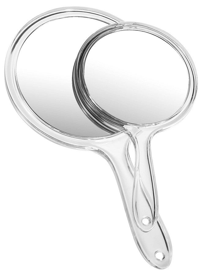 Hand Mirror Doublesided Handheld Mirror 1X3X Magnifying Mirror With Handle Set Of 2 (Clear)