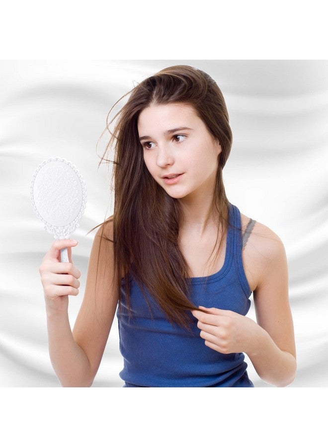 40 Pcs Vintage Handheld Mirror Retro Hand Held Mirror Vintage Hand Mirror Hand Mirrors With Handle Plastic Hand Held Mirrors For Kids Cute Compact Mirror For Girls (White)