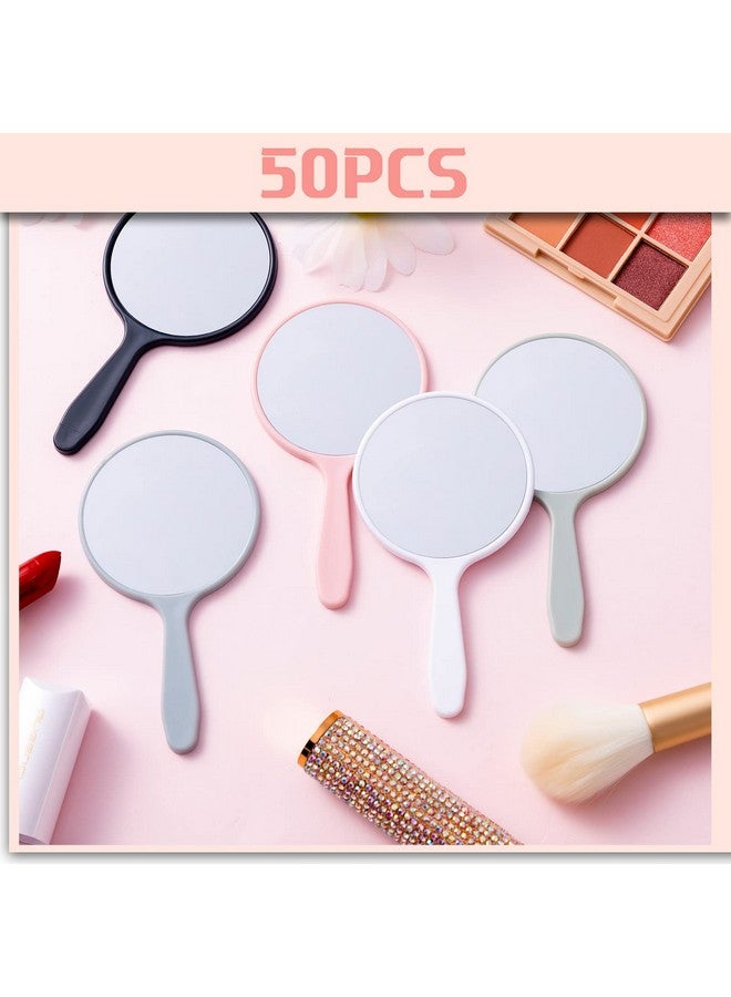 50 Pieces Handheld Mirror Small Hand Mirror With Handle Plastic Travel Makeup Cosmetic Handheld Mirrors Compact Portable Vanity Mirror 3.94 X 2.16 Inch For Women Men Girls Kids Daily Diy Use