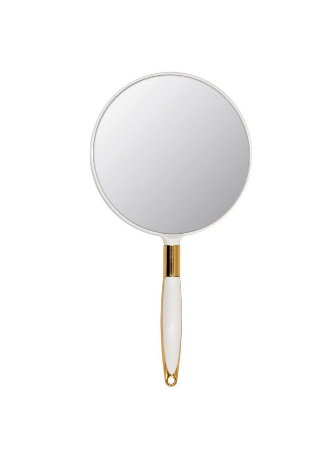 Round Hand Held Mirror For Makeup Hand Mirror (6.9W X 13 L Inchs White)
