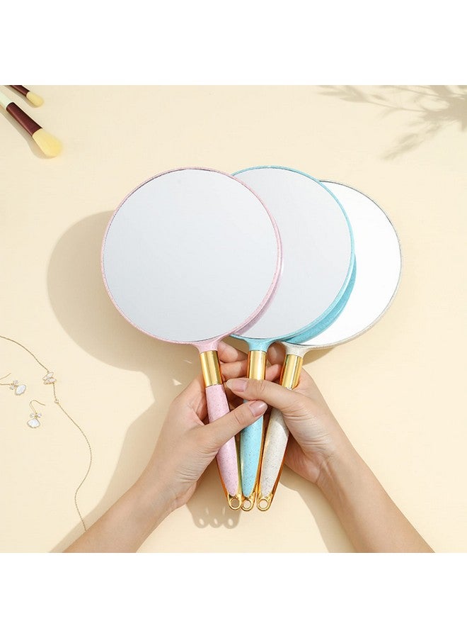 Round Hand Held Mirror For Makeup Hand Mirror (6.9W X 13 L Inchs White)