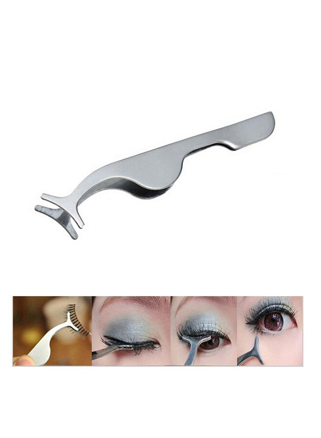 Eyelashes Curler Tweezers Clip Silver
