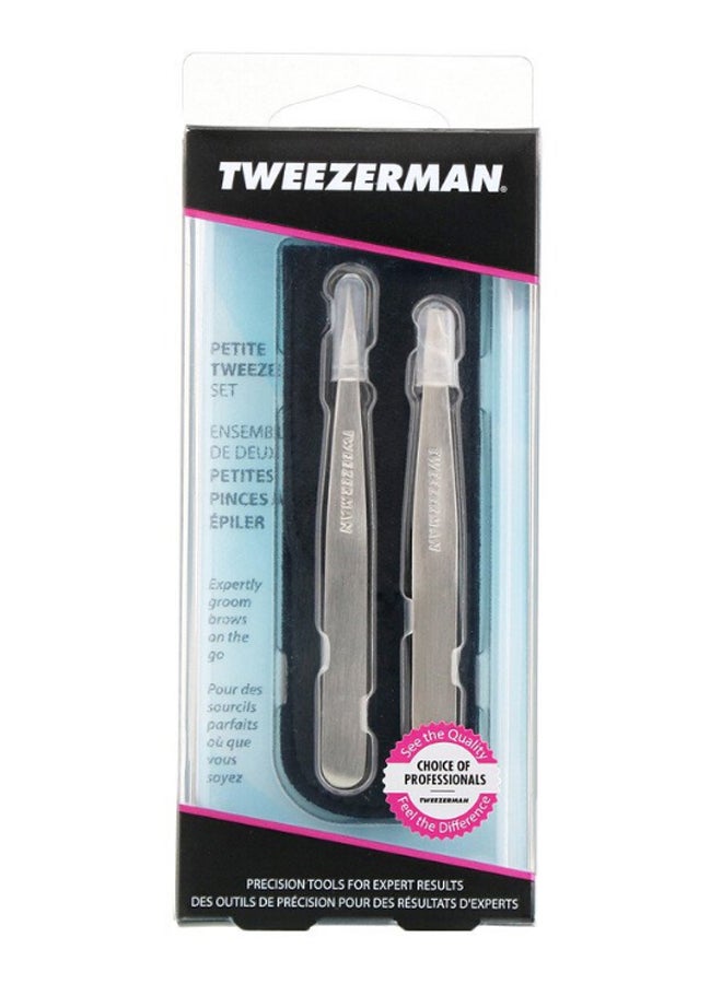 Petite Tweezer Set With Case Silver/Black