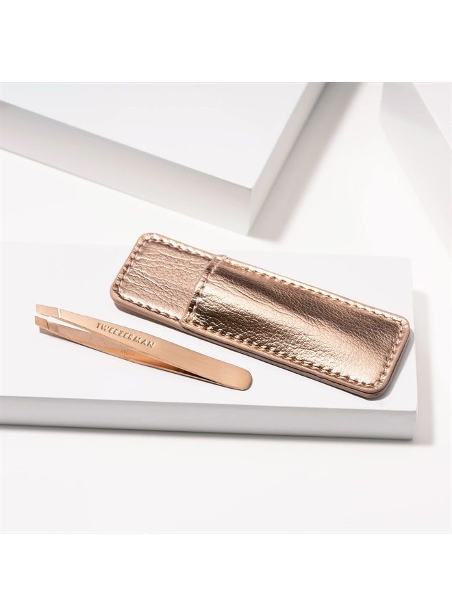 Rose Gold Mini Slant Tweezer with Case