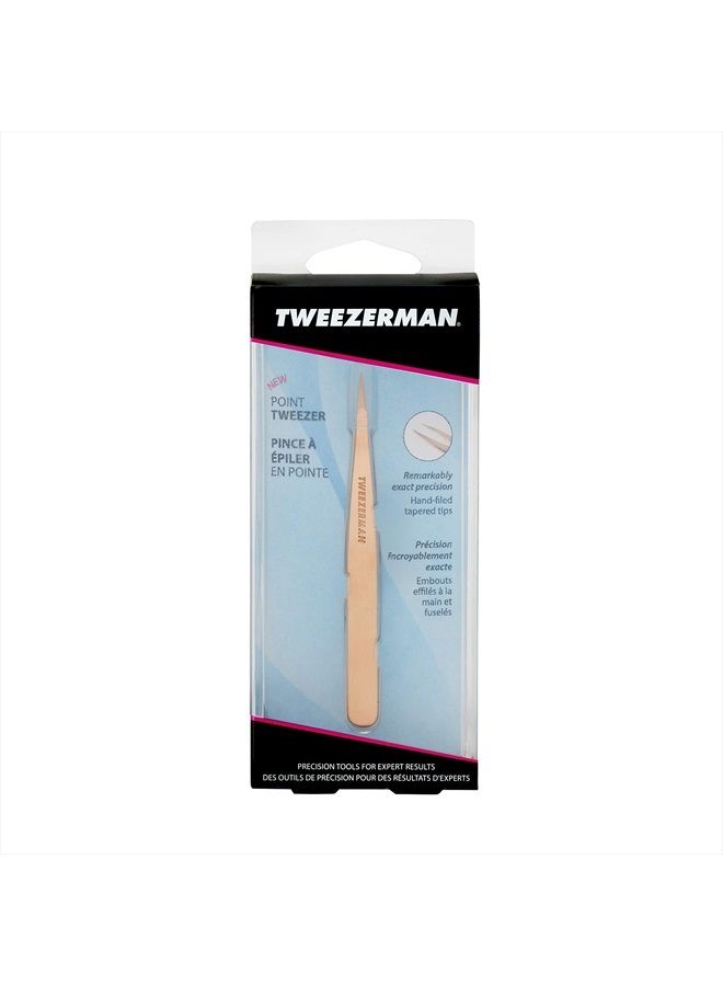 Stainless Steel Point Tweezer - Eyebrow Precision Tweezers, Facial and Ingrown Hair Removal (Rose Gold)