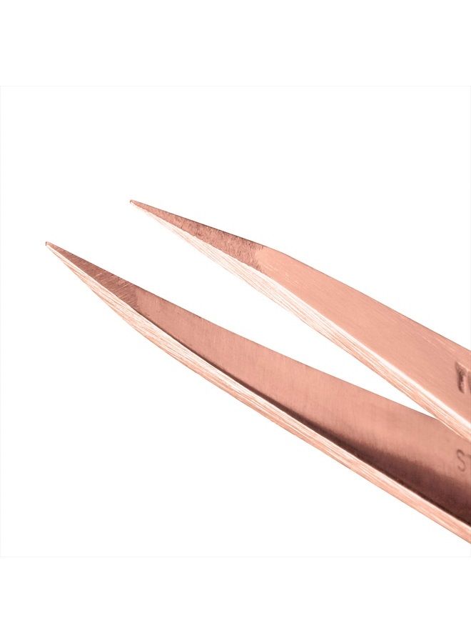 Stainless Steel Point Tweezer - Eyebrow Precision Tweezers, Facial and Ingrown Hair Removal (Rose Gold)