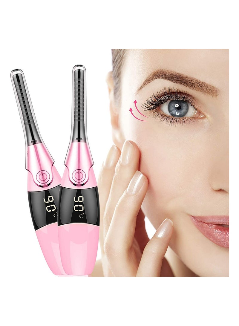 Heated Eyelash Curler Electric Eyelash Curler with Eye Massager USB Rechargeable Quick Lash Curler Tool with LED Display 4 Temperature Quick Natural Curling Makeup Natural Curling Eye Lashes