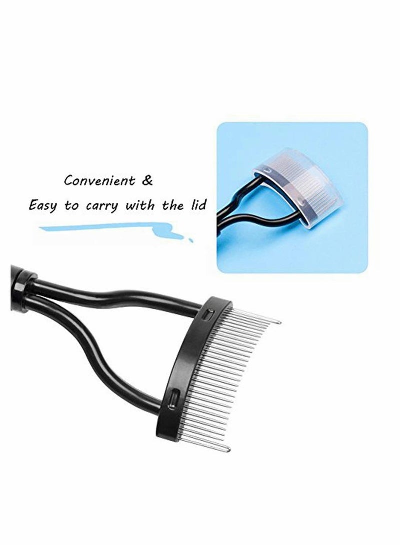 Eyelash Comb Curler Eyebrow Brush Eyelash Separator Mascara Applicator Eyelash Definer With Comb Cover Arc Designed Cosmetic Brushes Tool Black