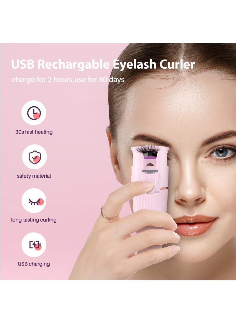 Heated Eyelash Curlers Rechargeable Eyelash Curler, Electric Eyelash Curler with Professional Heating Silicone Pad 30s Qick Heating Lash Curler for Natural Curling 24H Long Lasting Eye Lashes Curler