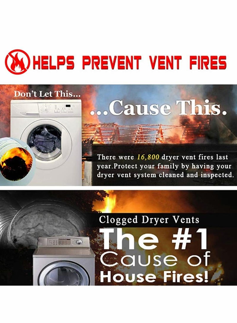 Dryer Vent Cleaner Kit (30Feet) Reusable Lint Remover Fireplace Chimney Brushes, Flexible Brush with Drill Attachment for Faster Cleaning