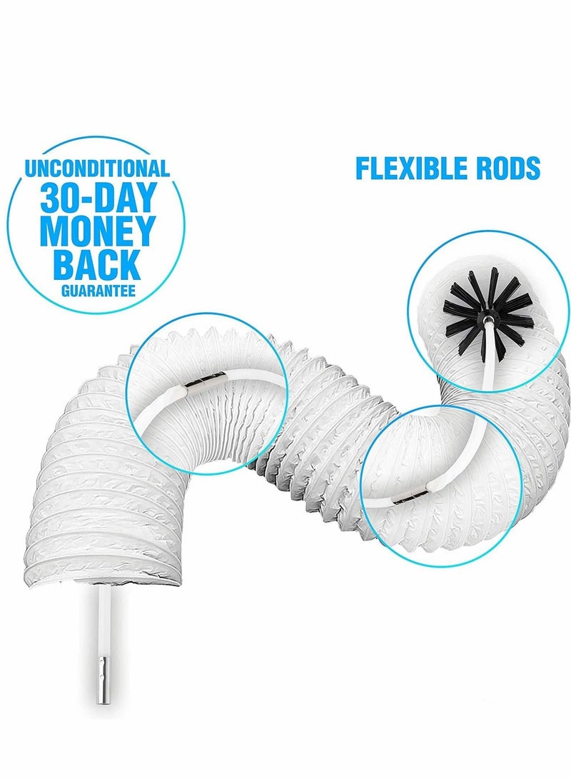 Dryer Vent Cleaner Kit (30Feet) Reusable Lint Remover Fireplace Chimney Brushes, Flexible Brush with Drill Attachment for Faster Cleaning