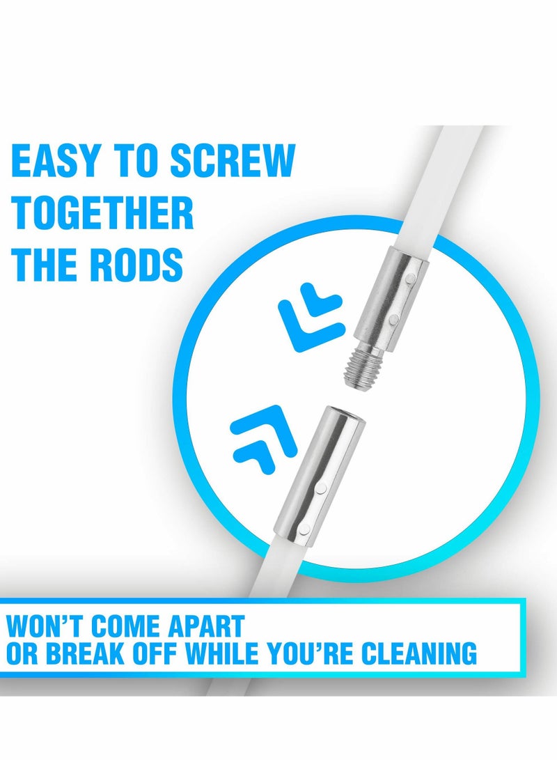 Dryer Vent Cleaner Kit (30Feet) Reusable Lint Remover Fireplace Chimney Brushes, Flexible Brush with Drill Attachment for Faster Cleaning