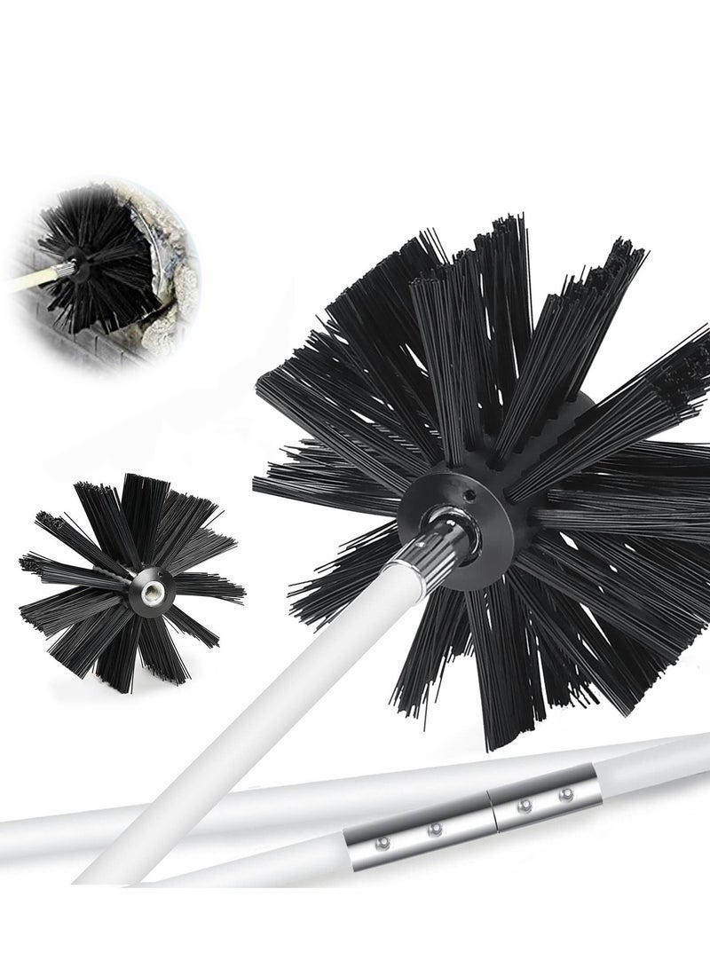 Dryer Vent Cleaner Kit (30Feet) Reusable Lint Remover Fireplace Chimney Brushes, Flexible Brush with Drill Attachment for Faster Cleaning