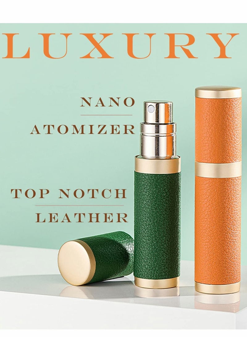 Travel Perfume Atomizer Refillable 5ml Mini Empty Spray Bottle Purse Accessories Pocket Dispenser Refill with Luxury Leather Case(White)