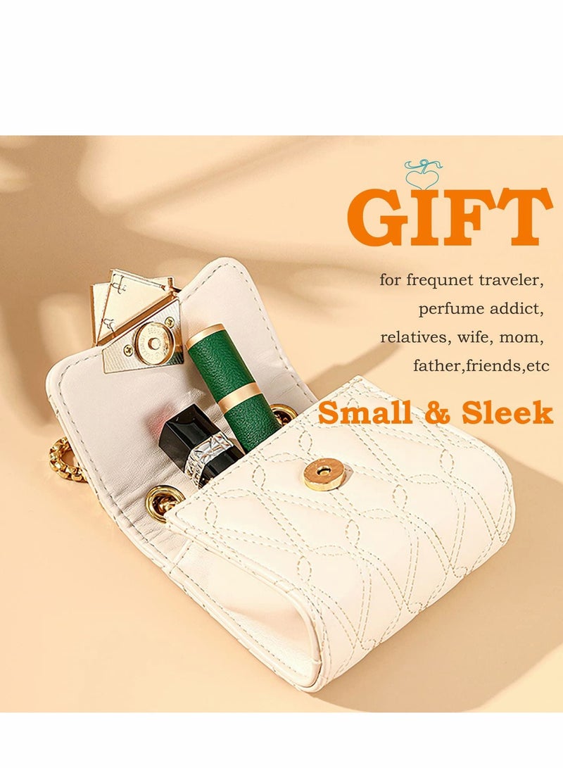 Travel Perfume Atomizer Refillable 5ml Mini Empty Spray Bottle Purse Accessories Pocket Dispenser Refill with Luxury Leather Case(White)