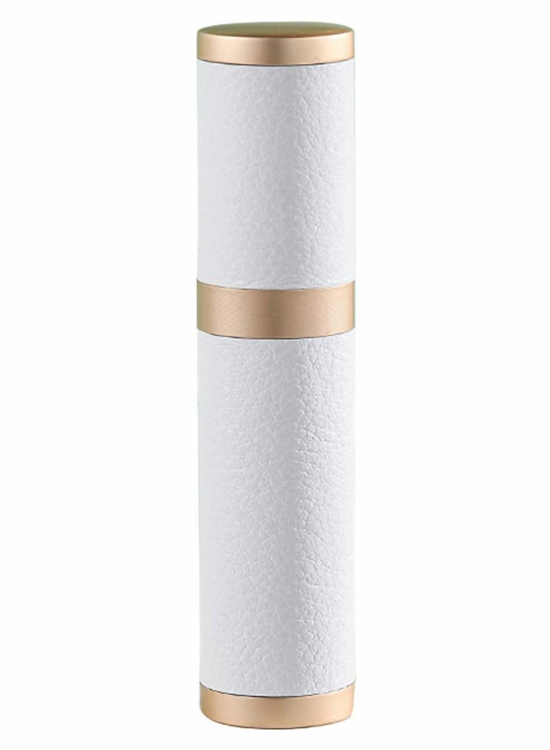 Travel Perfume Atomizer Refillable 5ml Mini Empty Spray Bottle Purse Accessories Pocket Dispenser Refill with Luxury Leather Case(White)