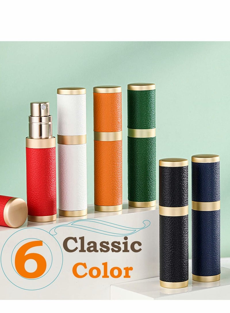 Travel Perfume Atomizer Refillable 5ml Mini Empty Spray Bottle Purse Accessories Pocket Dispenser Refill with Luxury Leather Case(White)
