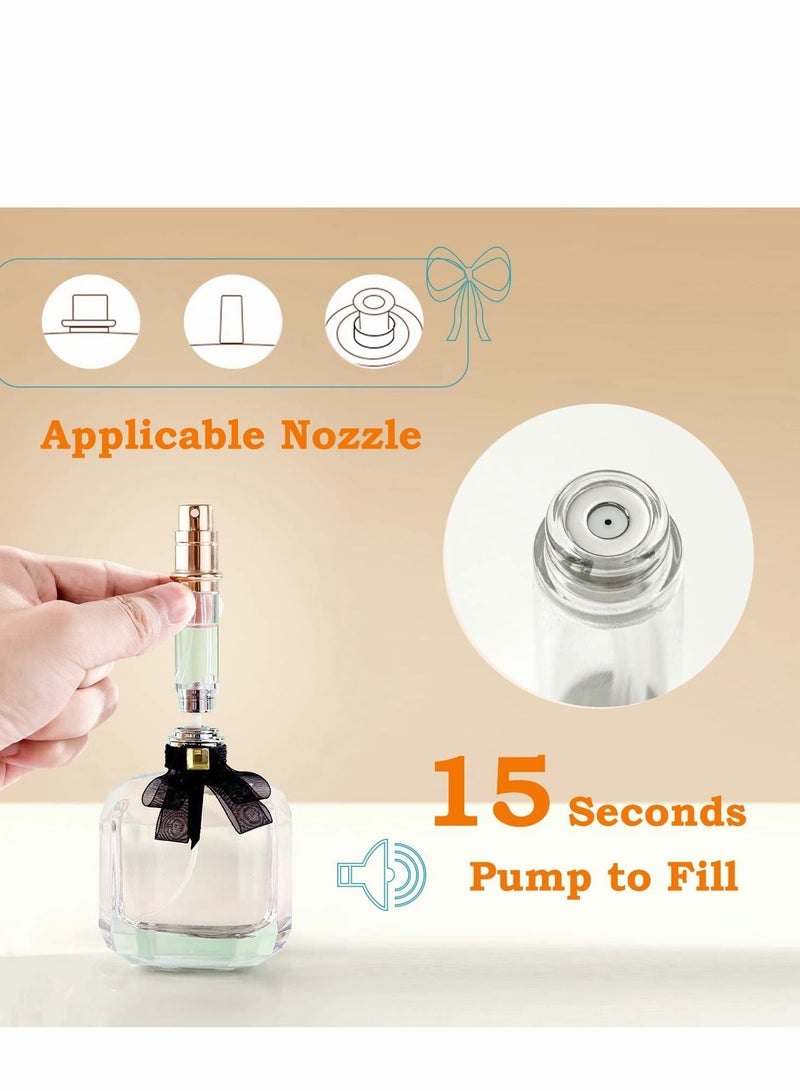 Travel Perfume Atomizer Refillable 5ml Mini Empty Spray Bottle Purse Accessories Pocket Dispenser Refill with Luxury Leather Case(White)
