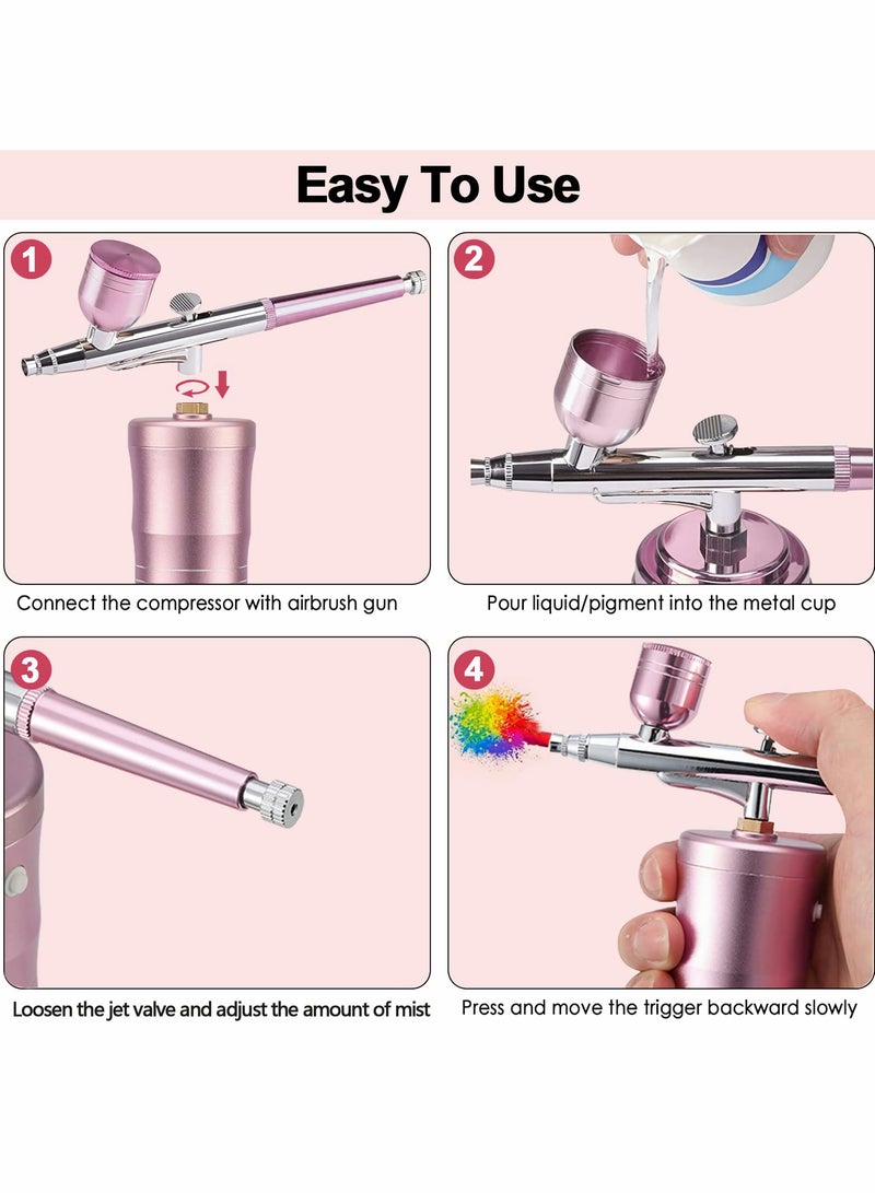 Handheld Airbrush Kit Portable Makeup Set Rechargeable Cordless Multi Purpose for Art Hobby Nail Cake Decoration