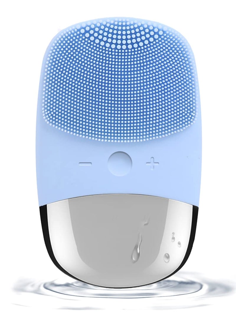 Facial Cleansing Brush, Silicone Face Scrubber, IPX7 Waterproof Blue