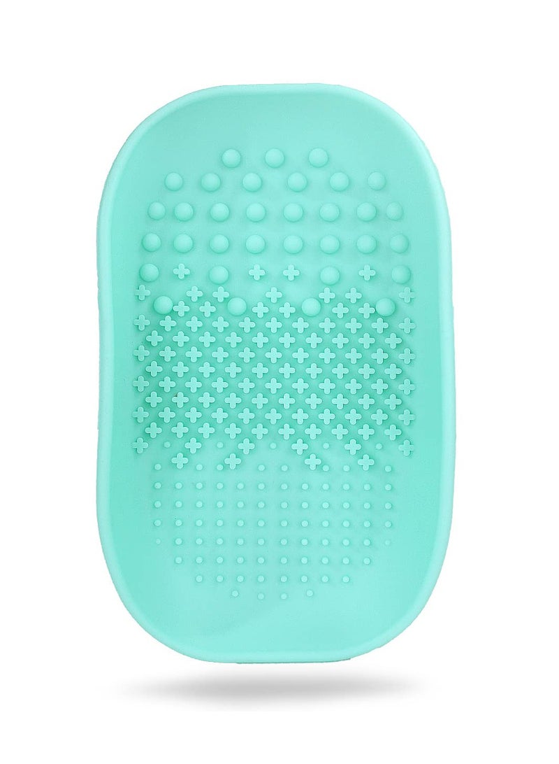 Silicone Makeup Brush Cleaner Mats Pads, Back Strap Cosmetic Brush Cleaning Mat Portable Washing Tool for Makeup, for Cleaning (Green)